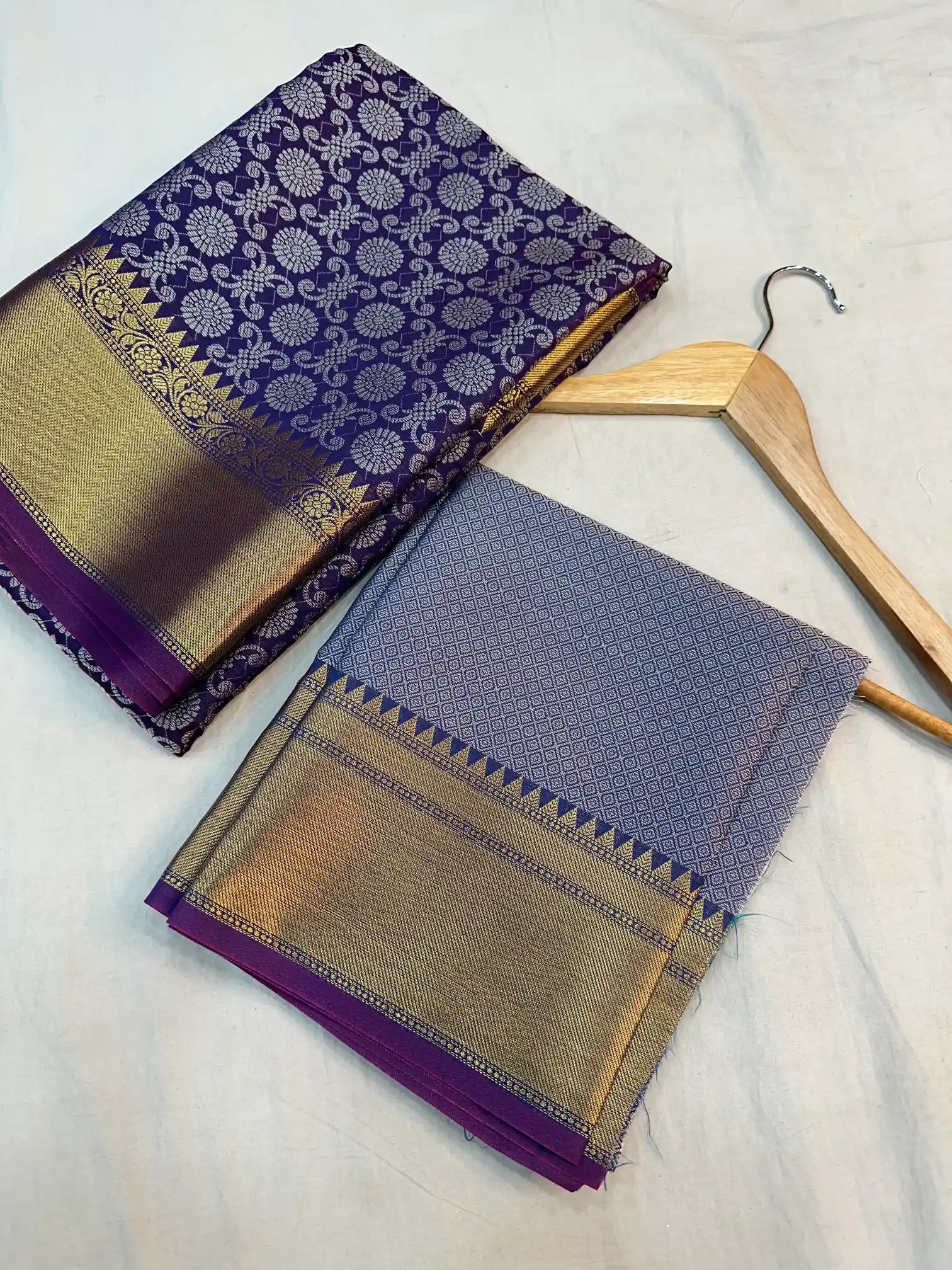 Royal Blue Subtle embossed soft tissue silk Banarasi Saree 