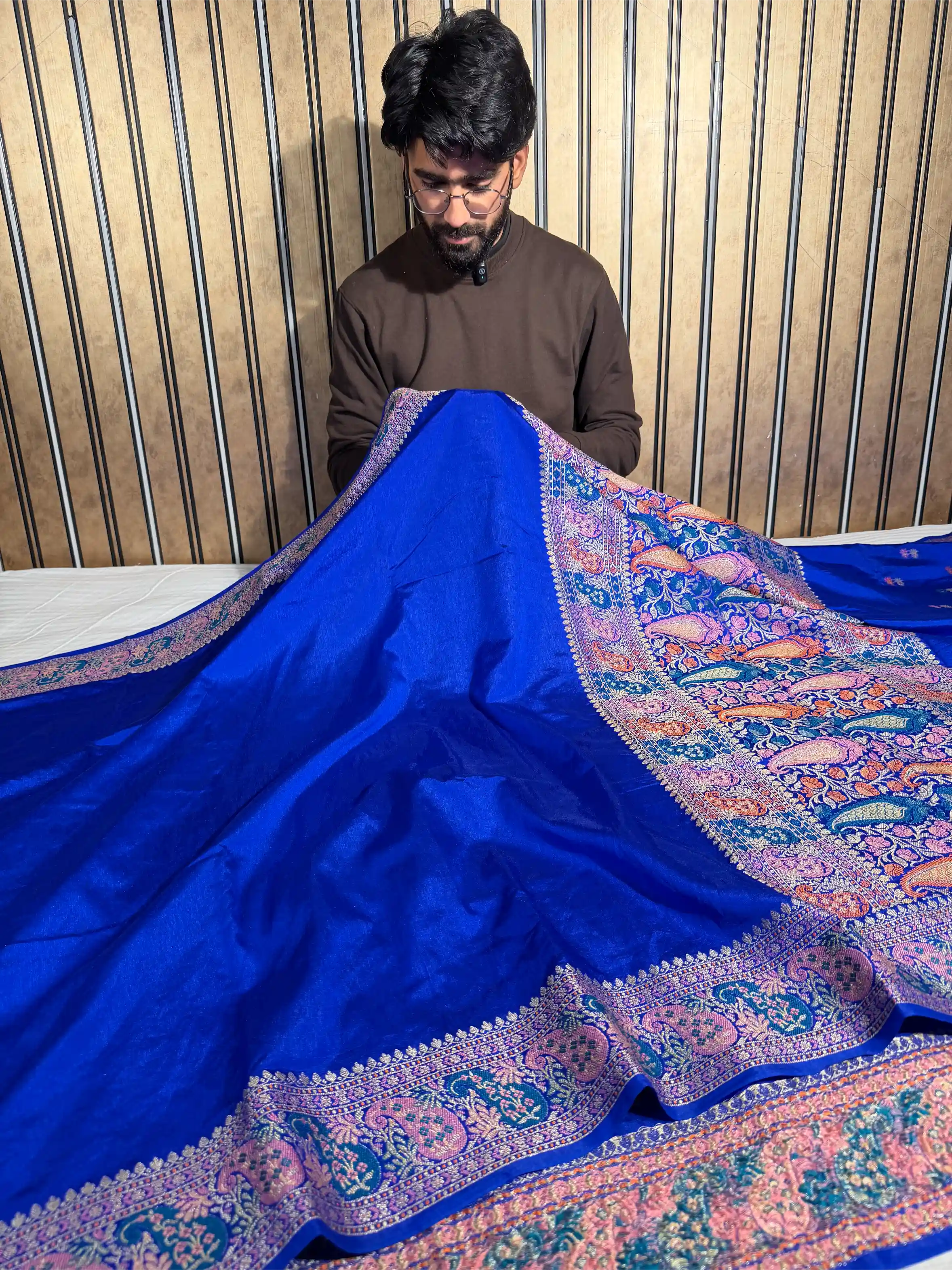 Royal Blue Tilfi Meenakari Warm Silk Banarasi Saree