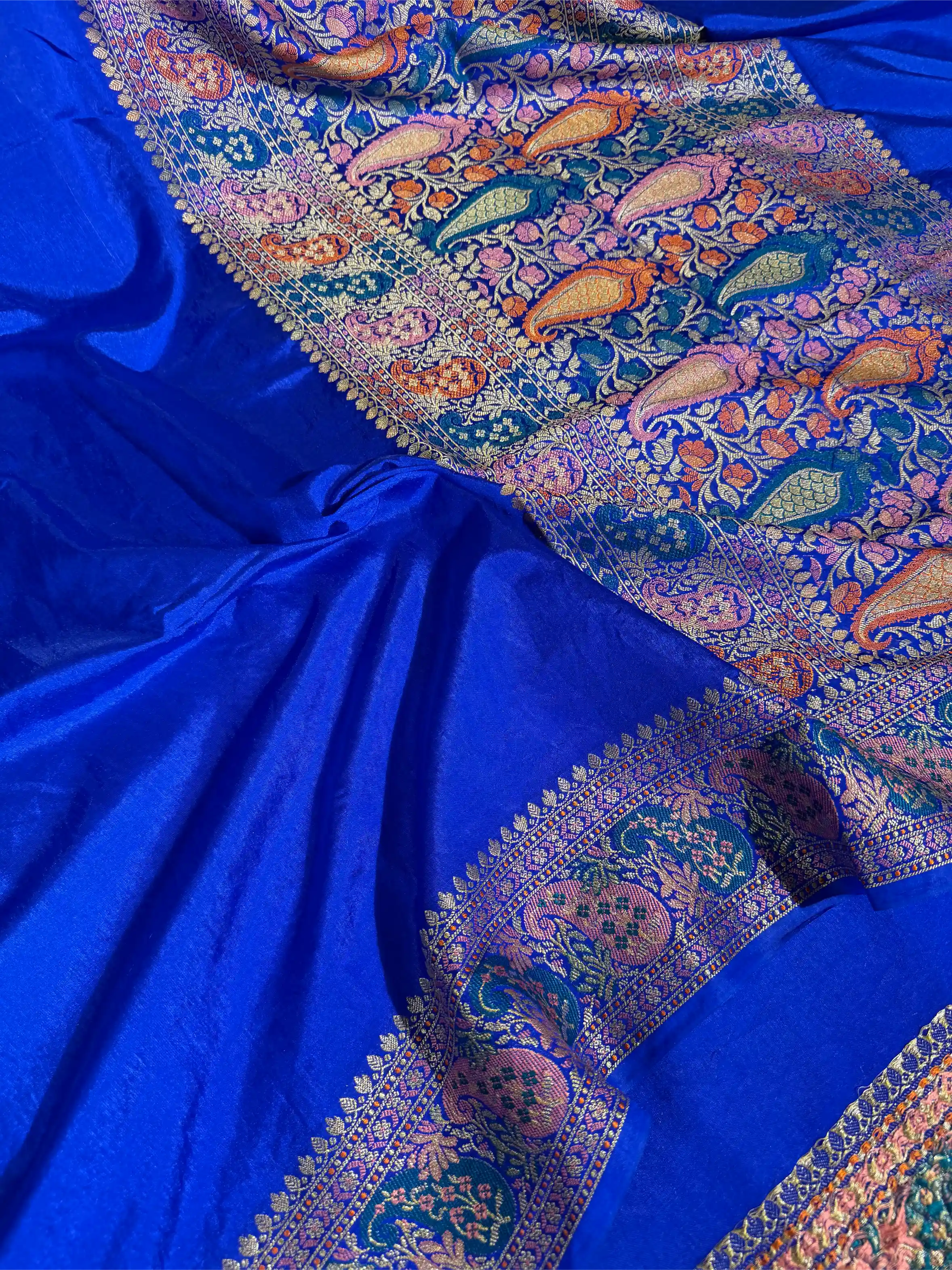 Royal Blue Tilfi Meenakari Warm Silk Banarasi Saree