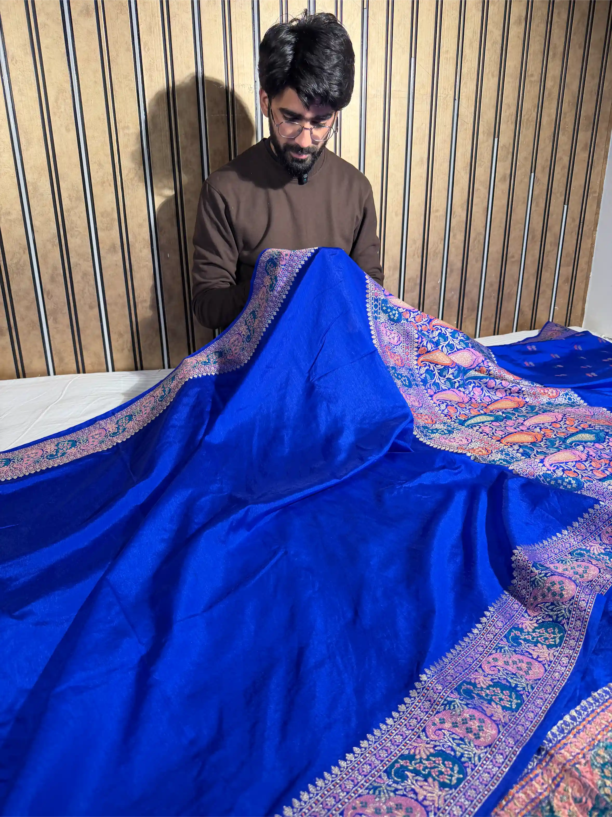 Royal Blue Tilfi Meenakari Warm Silk Banarasi Saree