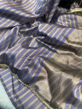 Royal Blue Tissue Silk Moti Lace Work Banarasi Saree