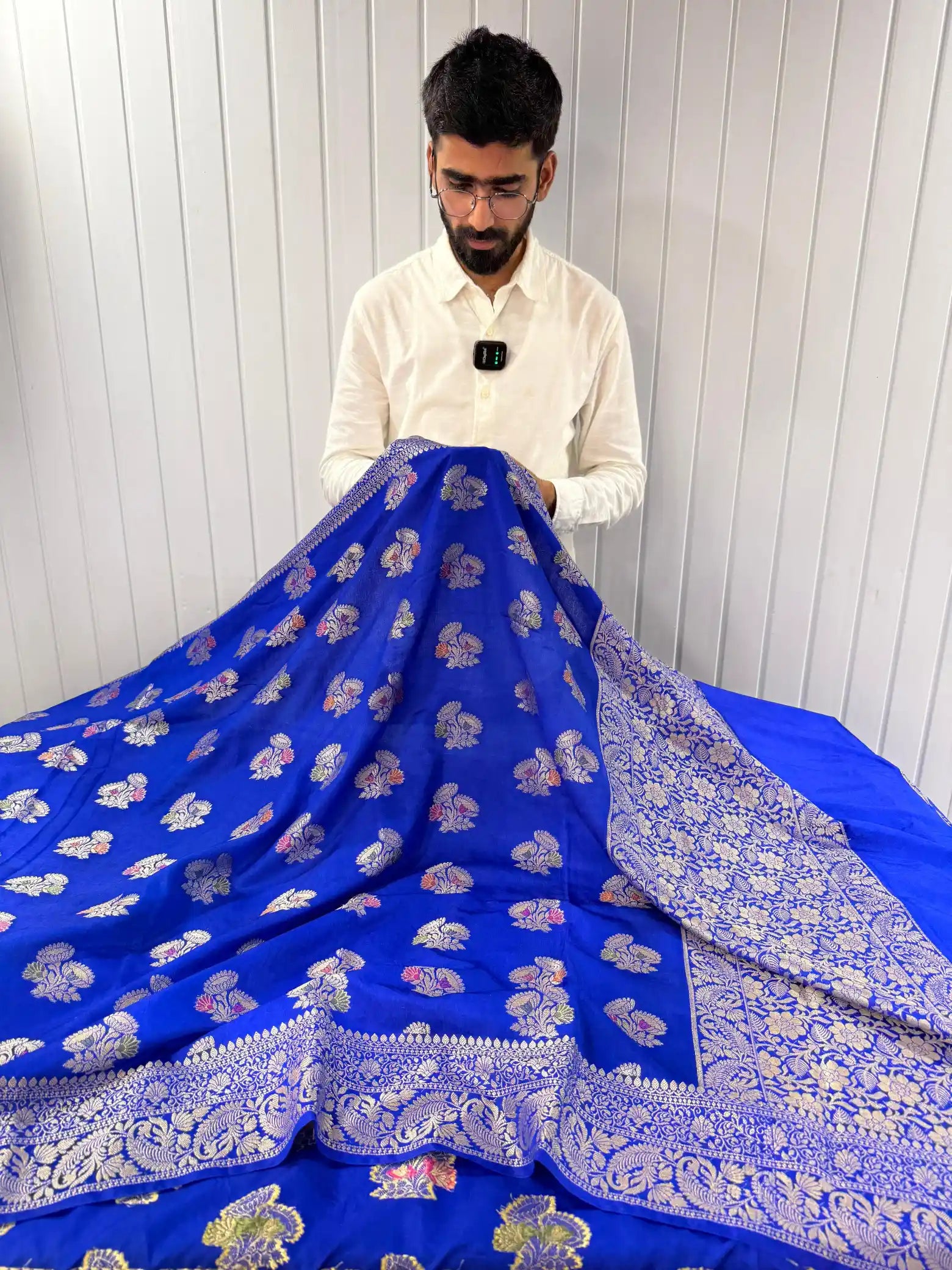 Royal Blue Warm Silk Meenakari Buta Banarasi Saree