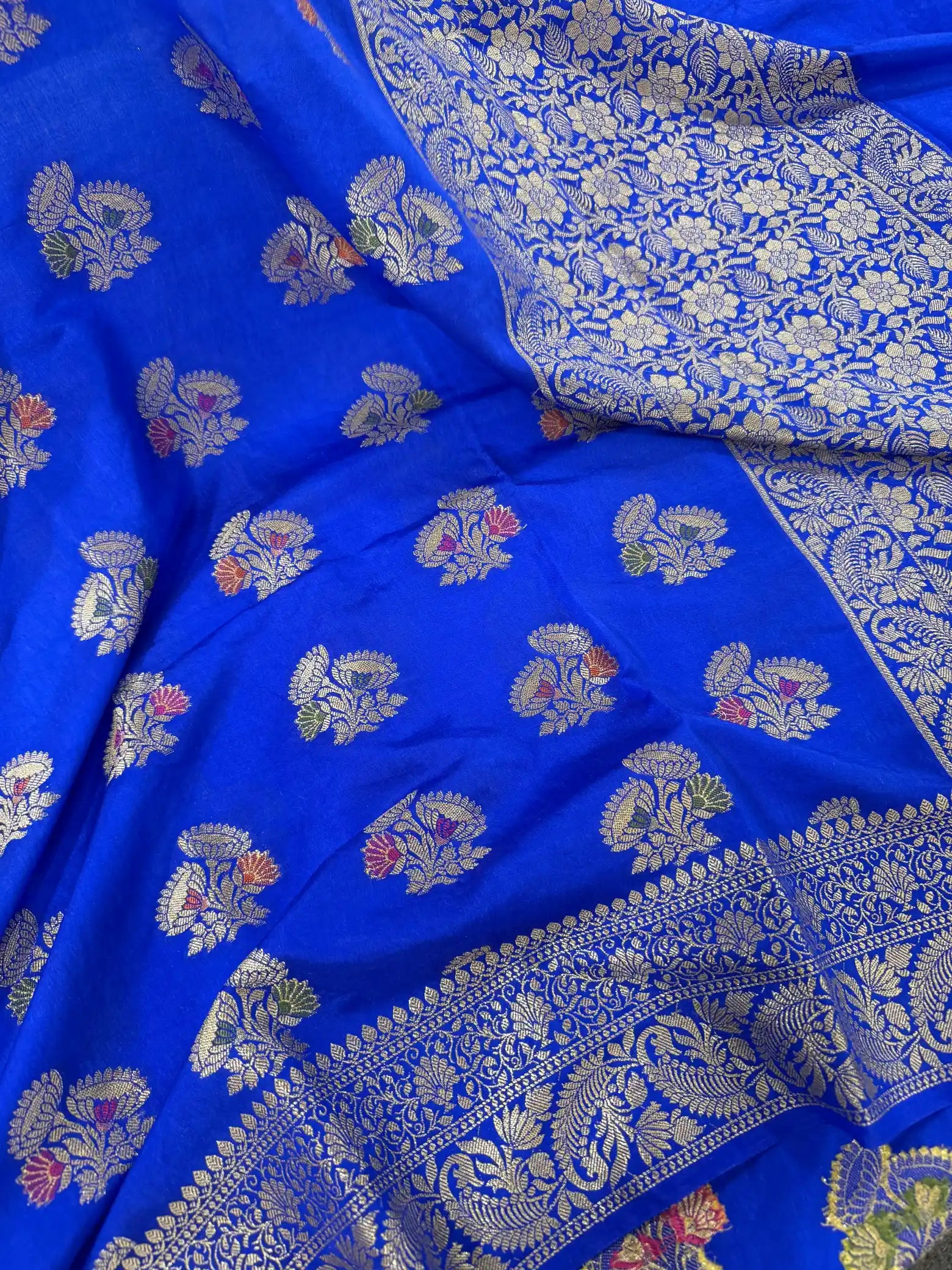 Royal Blue Warm Silk Meenakari Buta Banarasi Saree
