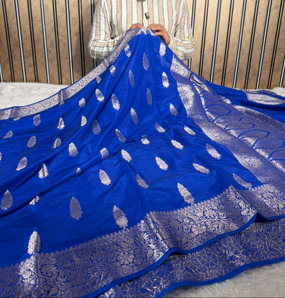 Royal Blue Warm Silk Traditional Buta Banarasi saree