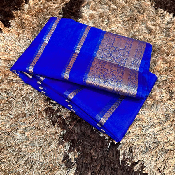 Royal Blue Organza Silk Zari Banarasi Saree