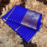 Royal Blue Organza Silk Zari Woven Banarasi Saree
