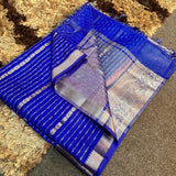 Royal Blue Organza Silk Zari Woven Banarasi Saree