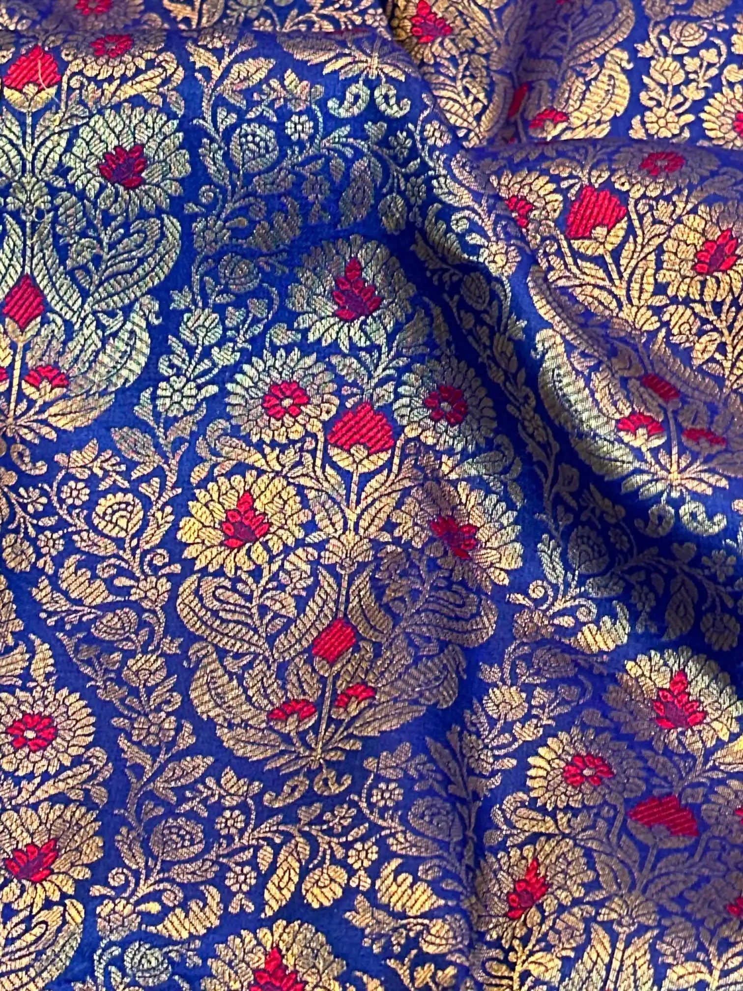 Royal Blue Pure Katan Silk Alfi Meenakari Weave Banarasi Saree