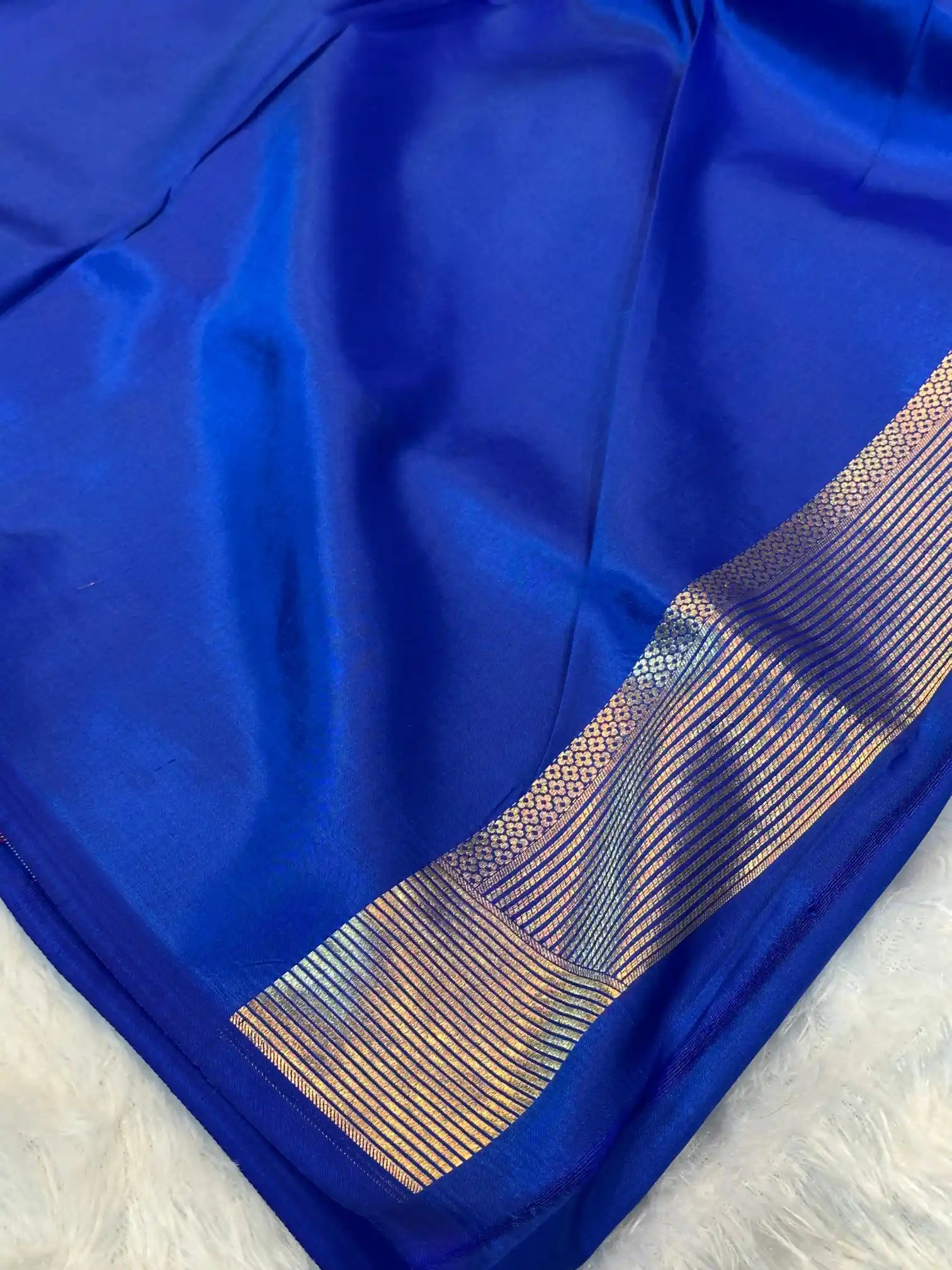 Royal Blue Pure Katan Silk Alfi Meenakari Weave Banarasi Saree