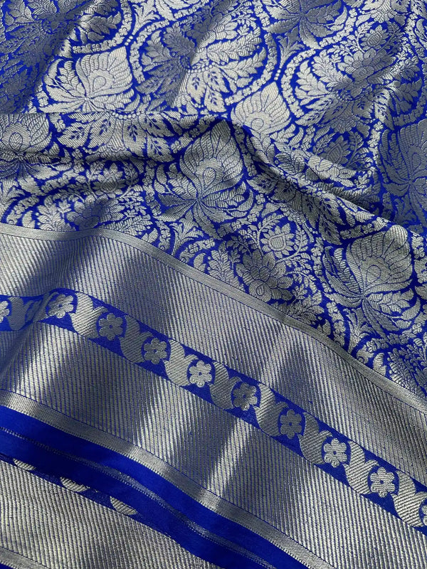 Royal Blue Semi Katan Silk Saree