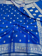 Royal Blue Soft Silk Khaddi Buti Banarasi Saree