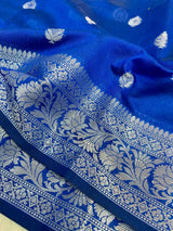 Royal Blue Soft Silk Khaddi Buti Banarasi Saree