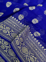 Royal Blue Traditional Khaddi Georgette Banarasi Saree 02
