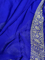 Royal Blue Traditional Khaddi Georgette Banarasi Saree