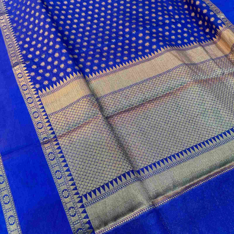 Royal Blue Warm Silk Zari Woven Buti Banarasi Saree