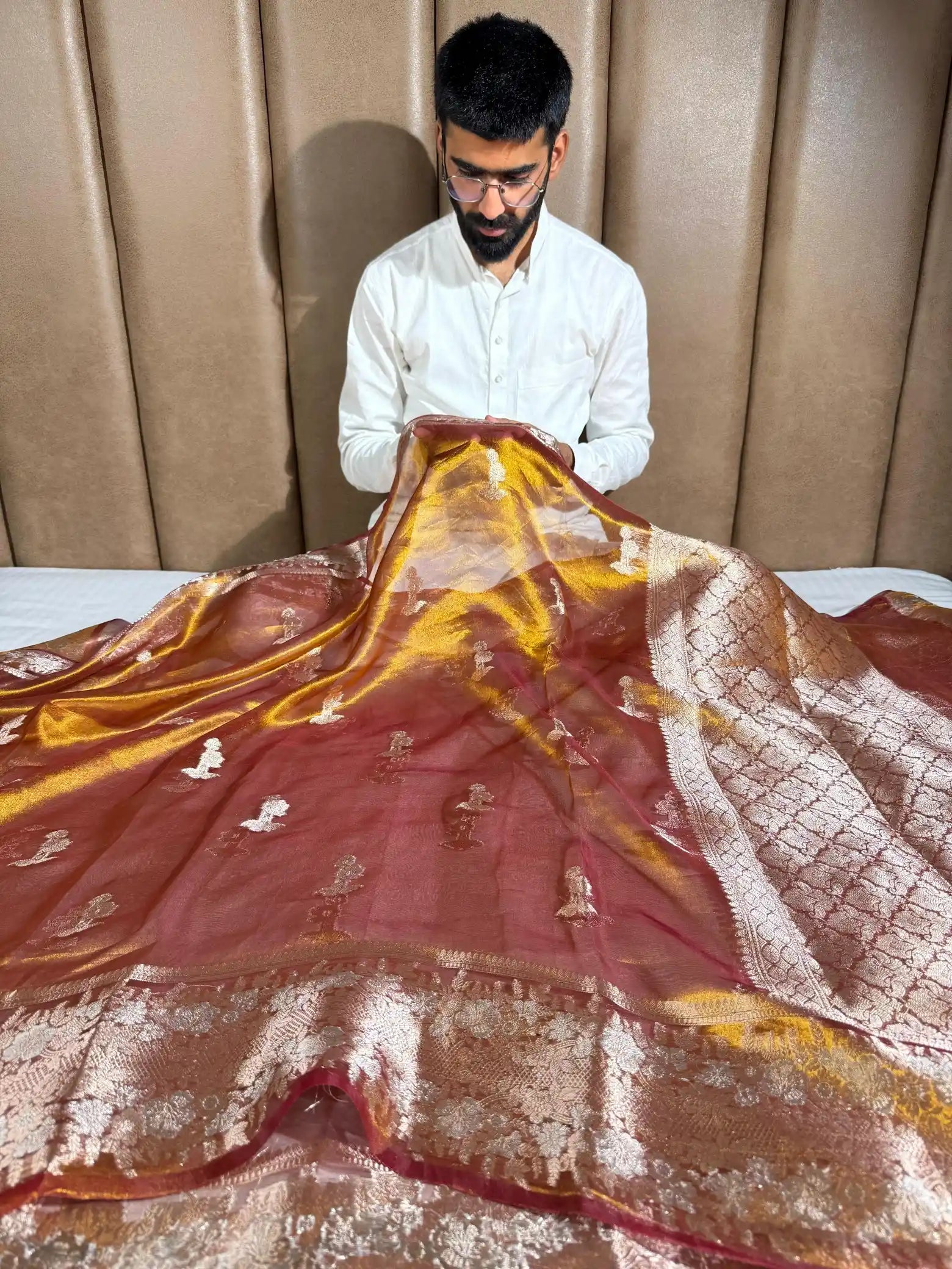 Rusted Gold Pure Tissue Silk Heritage Banarasi Saree