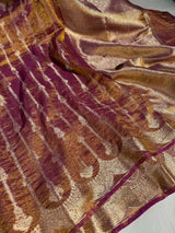 Rusted Shade Crush Tissue Silk Banarasi Saree