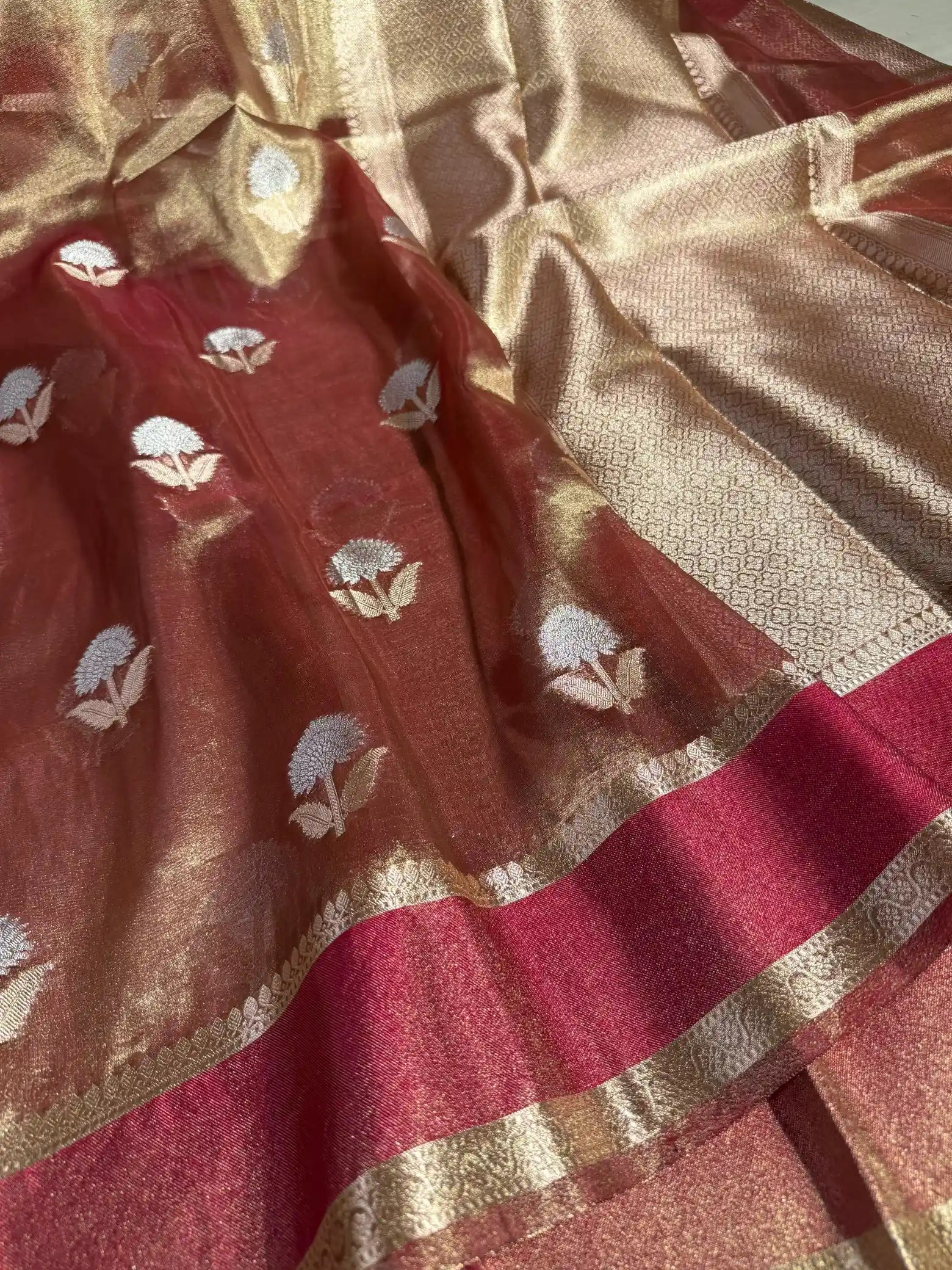 Rusted Soft Tissue Silk Sona Roopa Heritage Weave Banarasi Saree