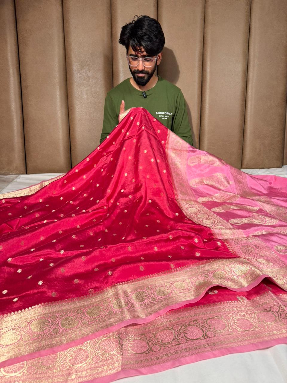 Rani - Pink Intricate Weave Soft Georgette Banarasi Saree