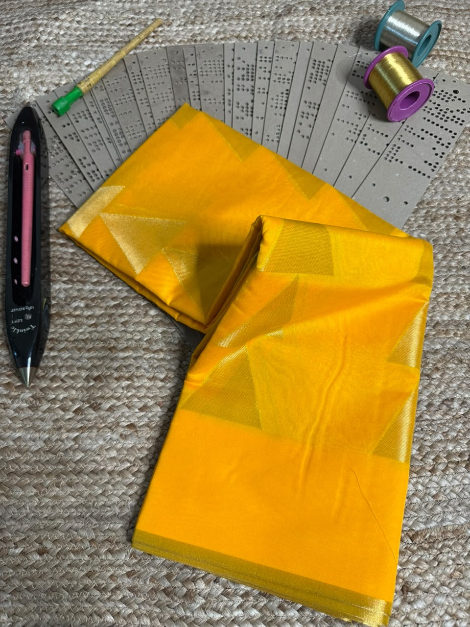 Bright yellow Softsilk Heritage Banarasi Saree