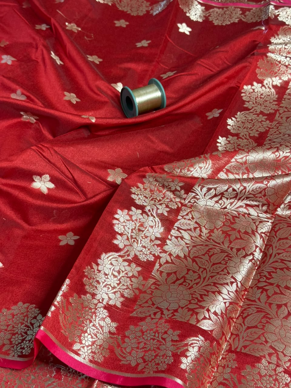 Bright Red Softsilk Heritage Banarasi Saree