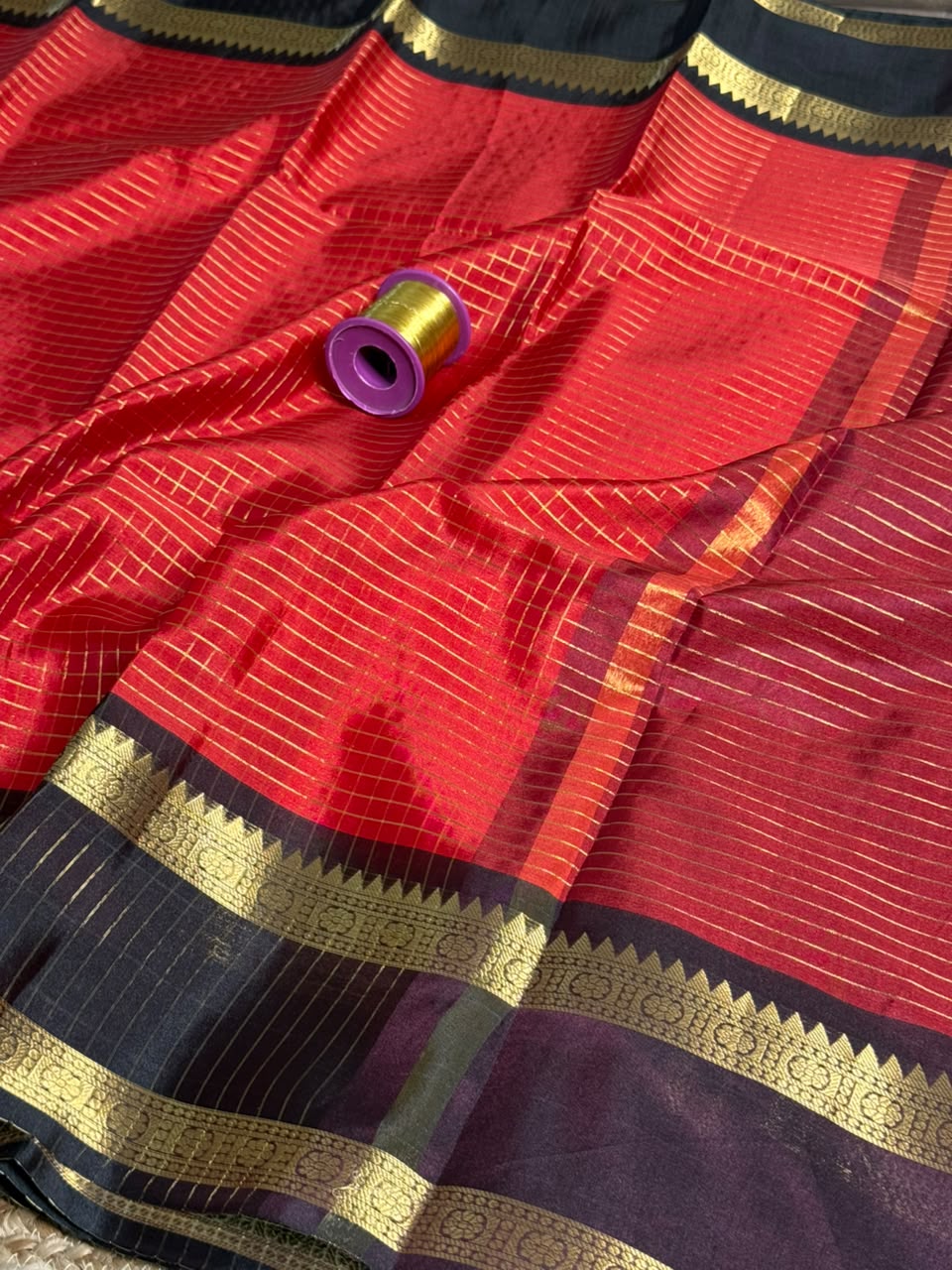 Red Black Softsilk Heritage Banarasi Saree