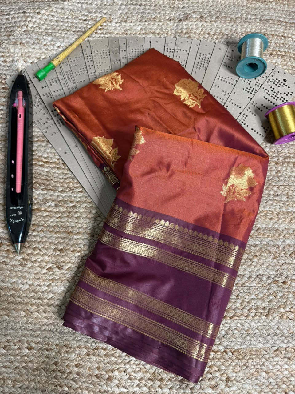 Rare Wine Softsilk Traditional Buta Saree