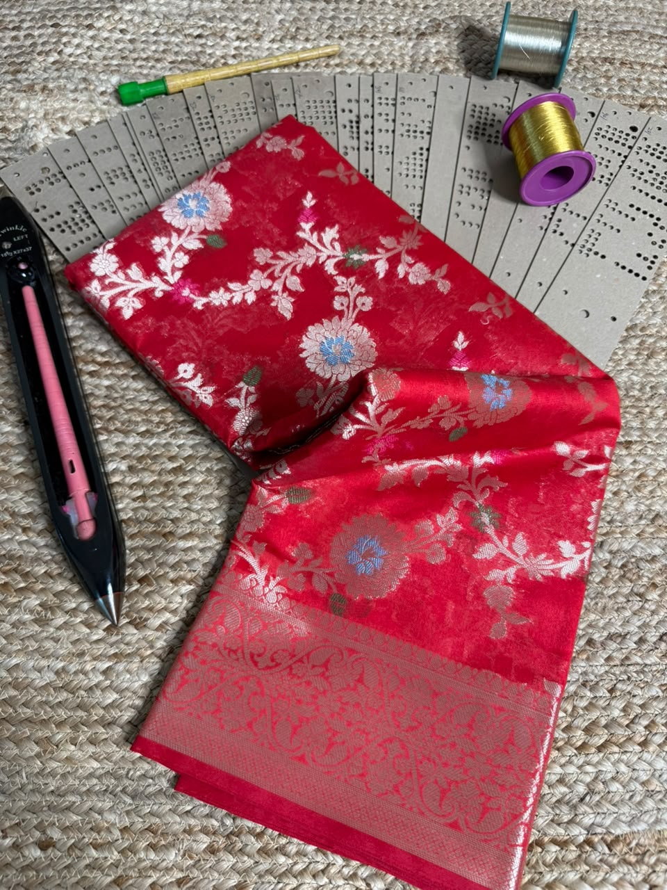 Red Meenakari Softsilk Banarasi Saree