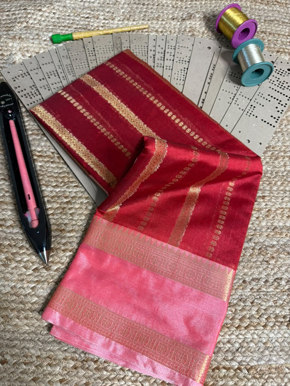 Bright Red Softsilk Heritage Banarasi Saree