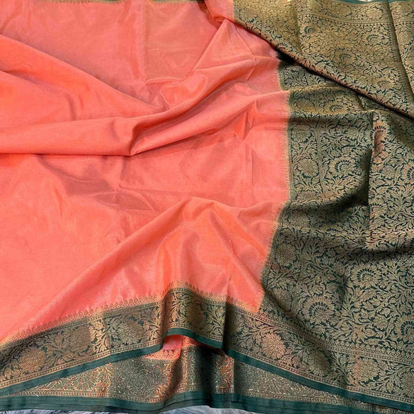 Salmon Mysore Crepe Silk Banarasi Saree