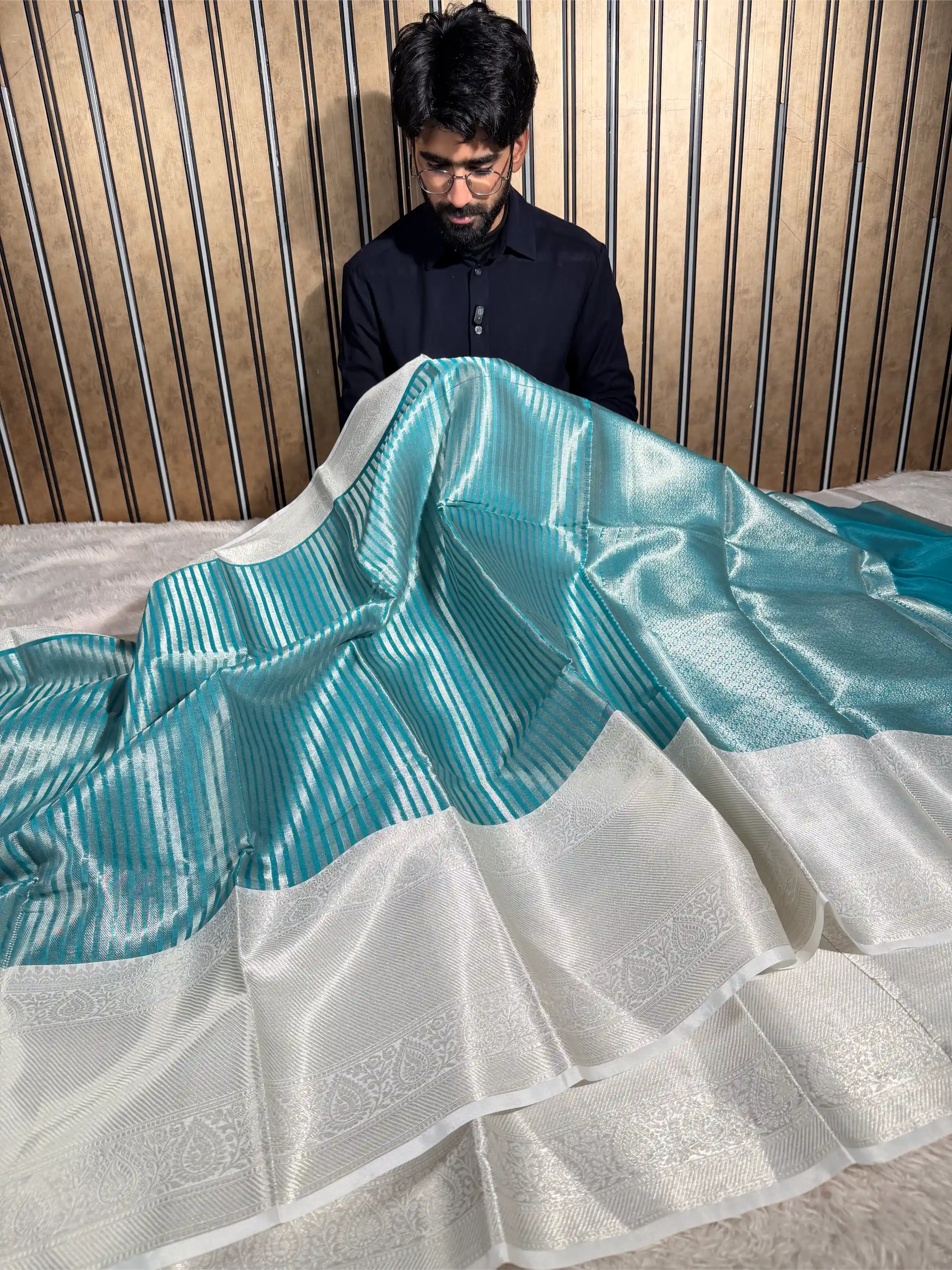 Sea Blue Traditional Soft Kanchi Silk Saree