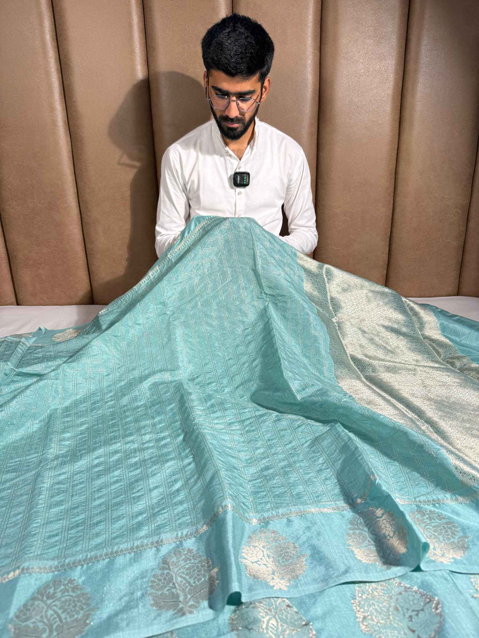 Sea Green Chinia Silk Weave Banarasi Saree