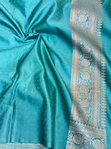 Sea Green Mashru Katan Silk Leheriya Weave Banarasi Saree