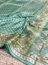 Sea Green Meenakari Pure Tussar Silk Saree