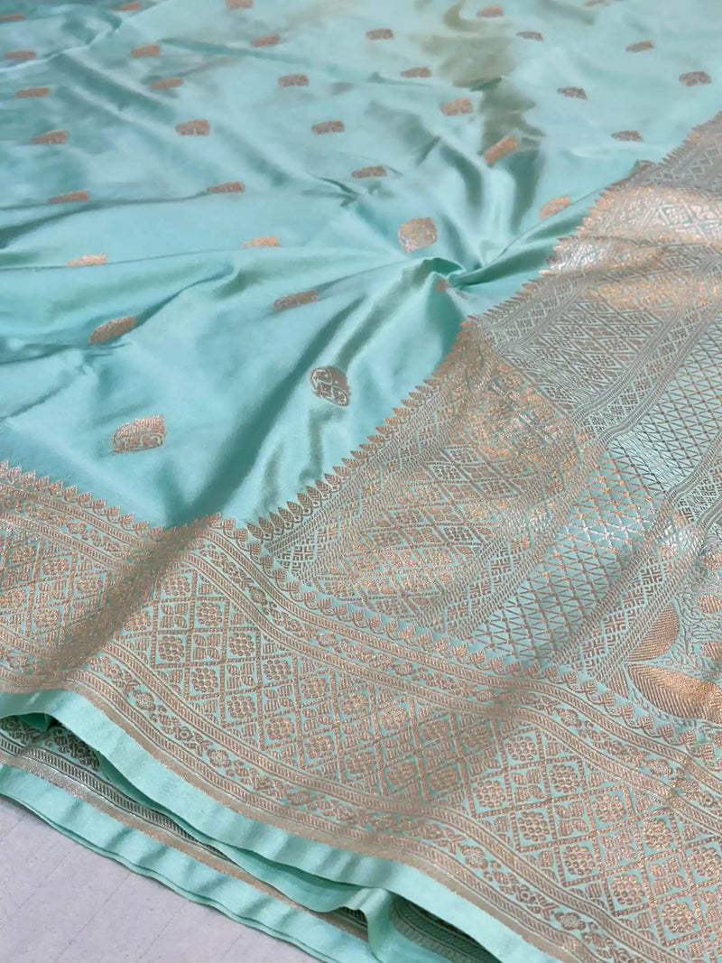 Sea Green Premium Mashru Katan Saree 