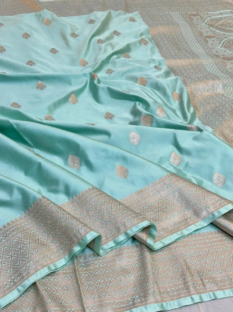 Sea Green Premium Mashru Katan Saree 