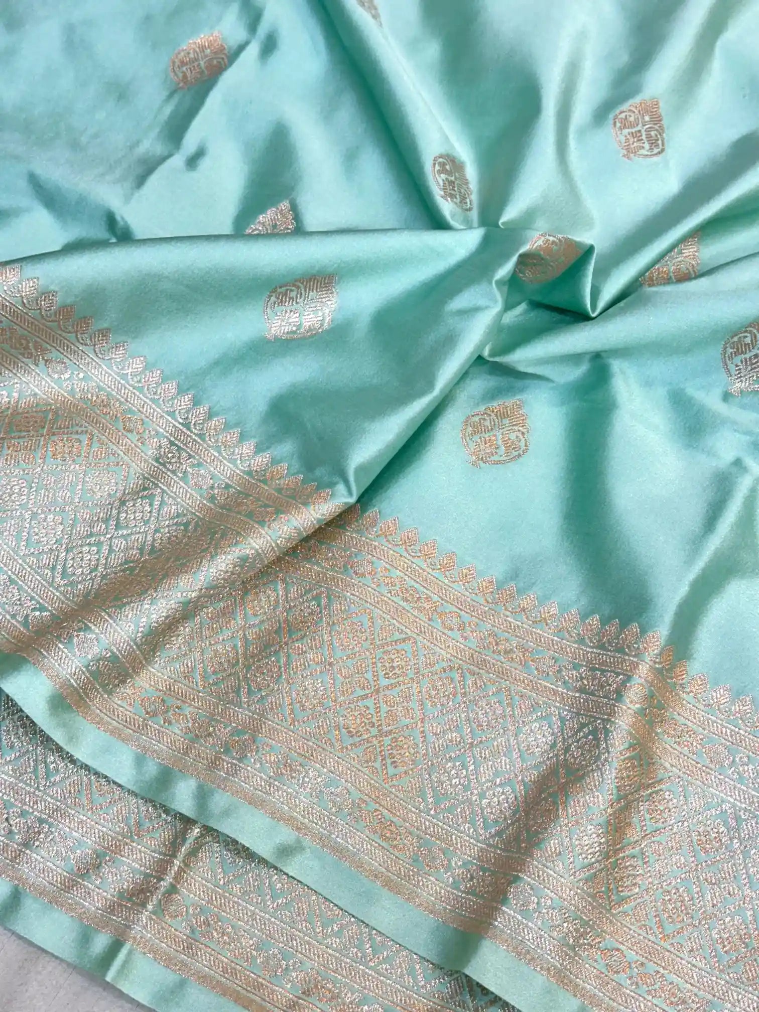 Sea Green Premium Mashru Katan Saree 