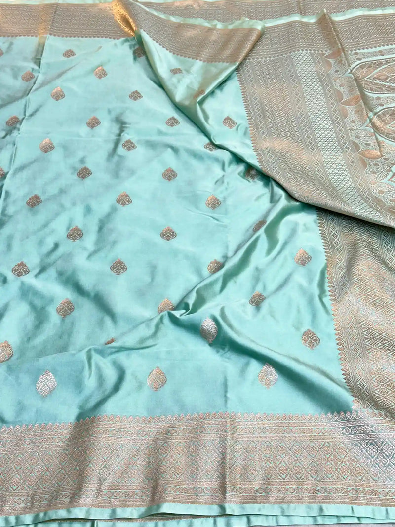 Sea Green Premium Mashru Katan Saree 