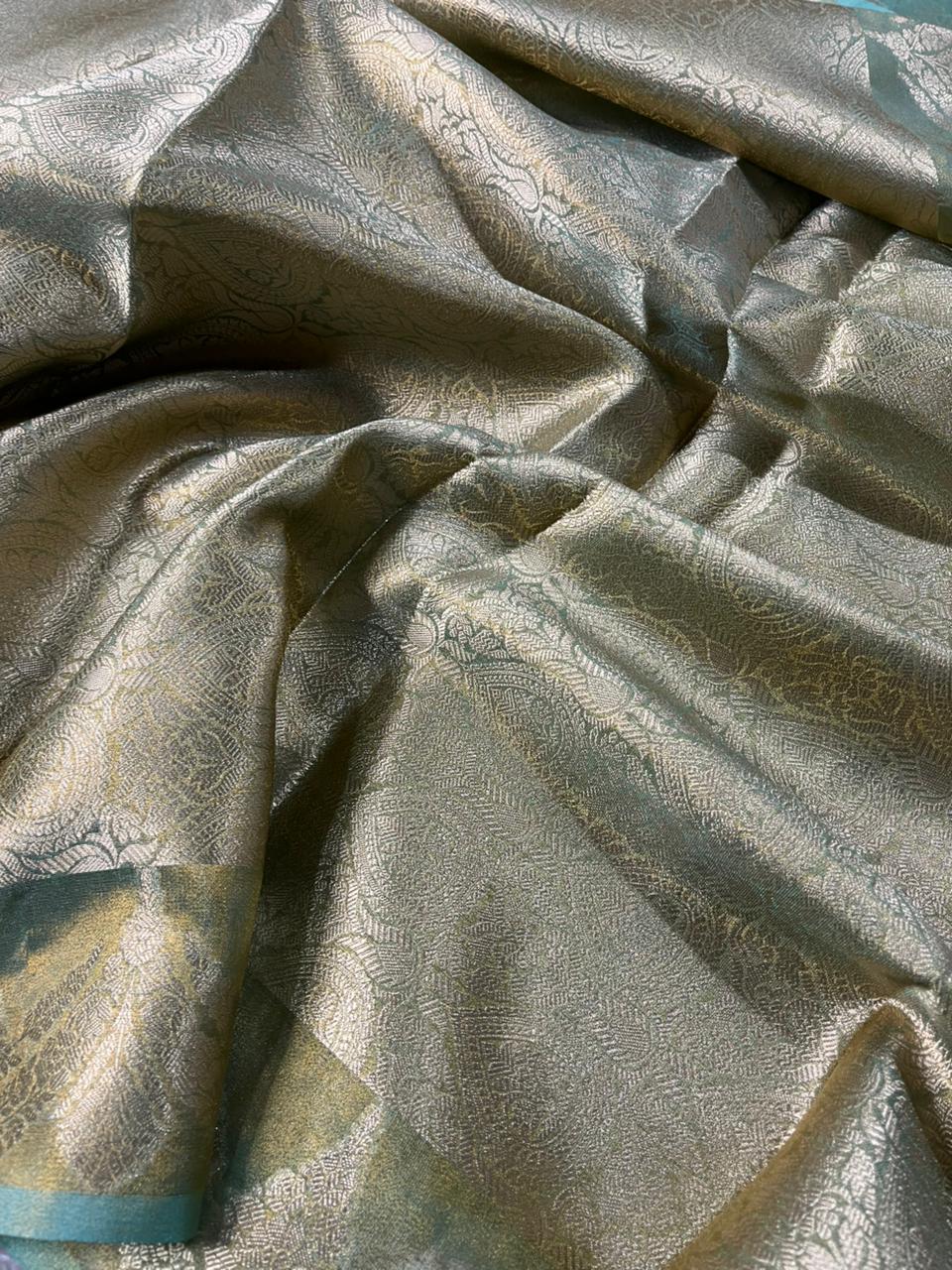 Sea Green Tissue Silk Buta Weave Banarasi Saree