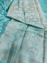 Sea Green Intricate Meenakari Chiniya Silk Saree