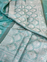 
Sea Green Meenakari Buta Chiniya Silk Saree
