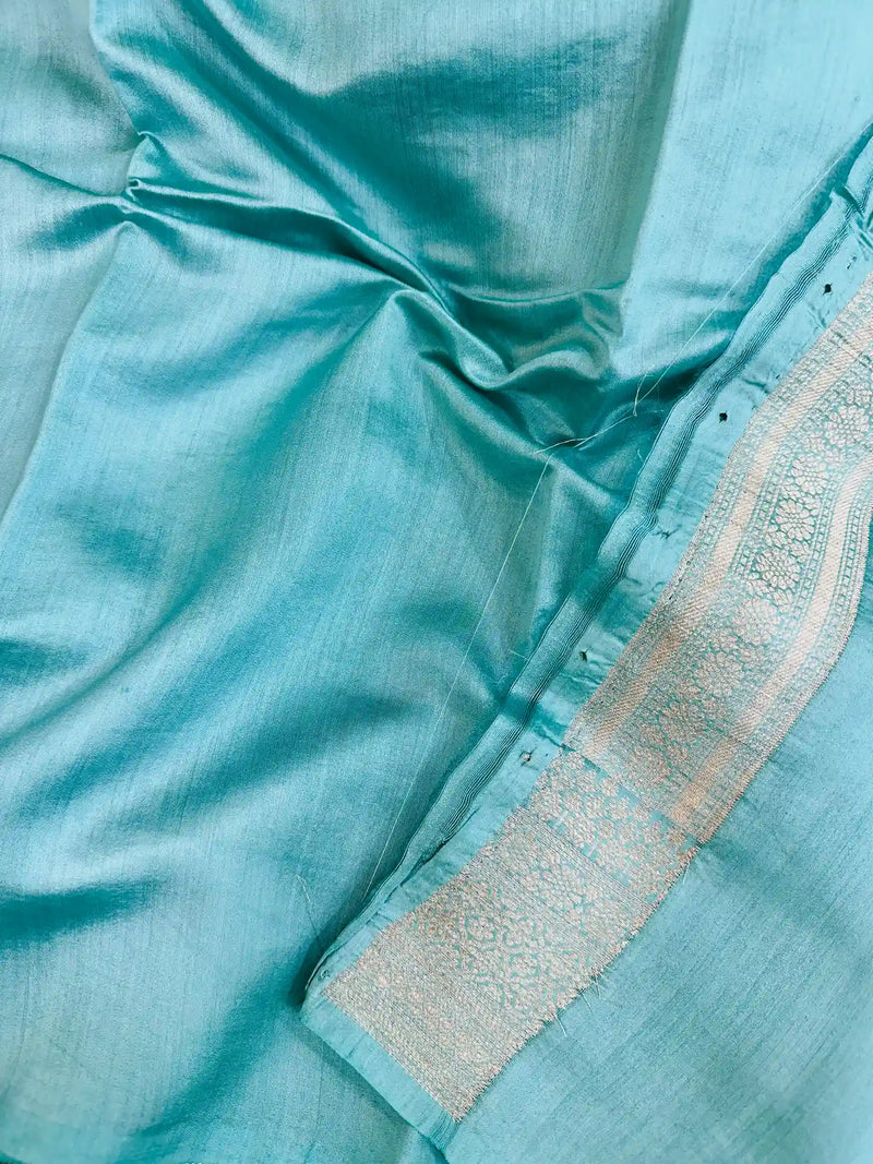 Sea Green Pure Chiniya Silk Banarasi Saree