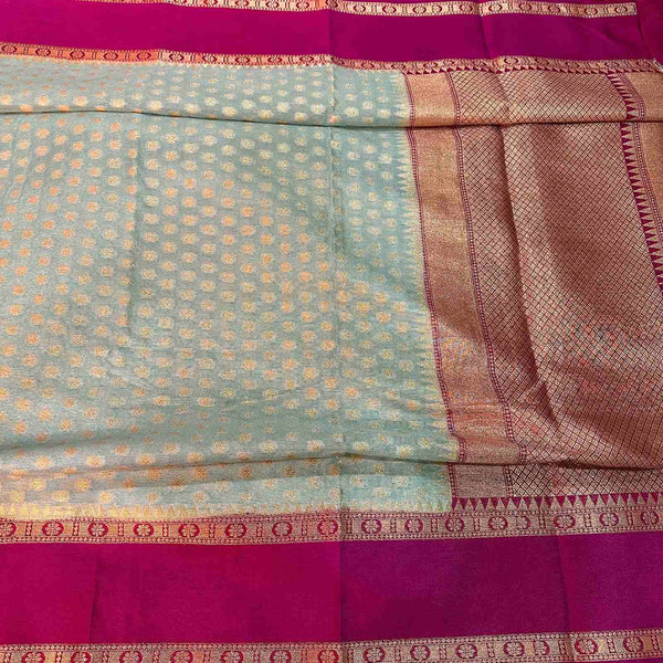 Sea Green Warm Silk Zari Buti Banarasi Saree