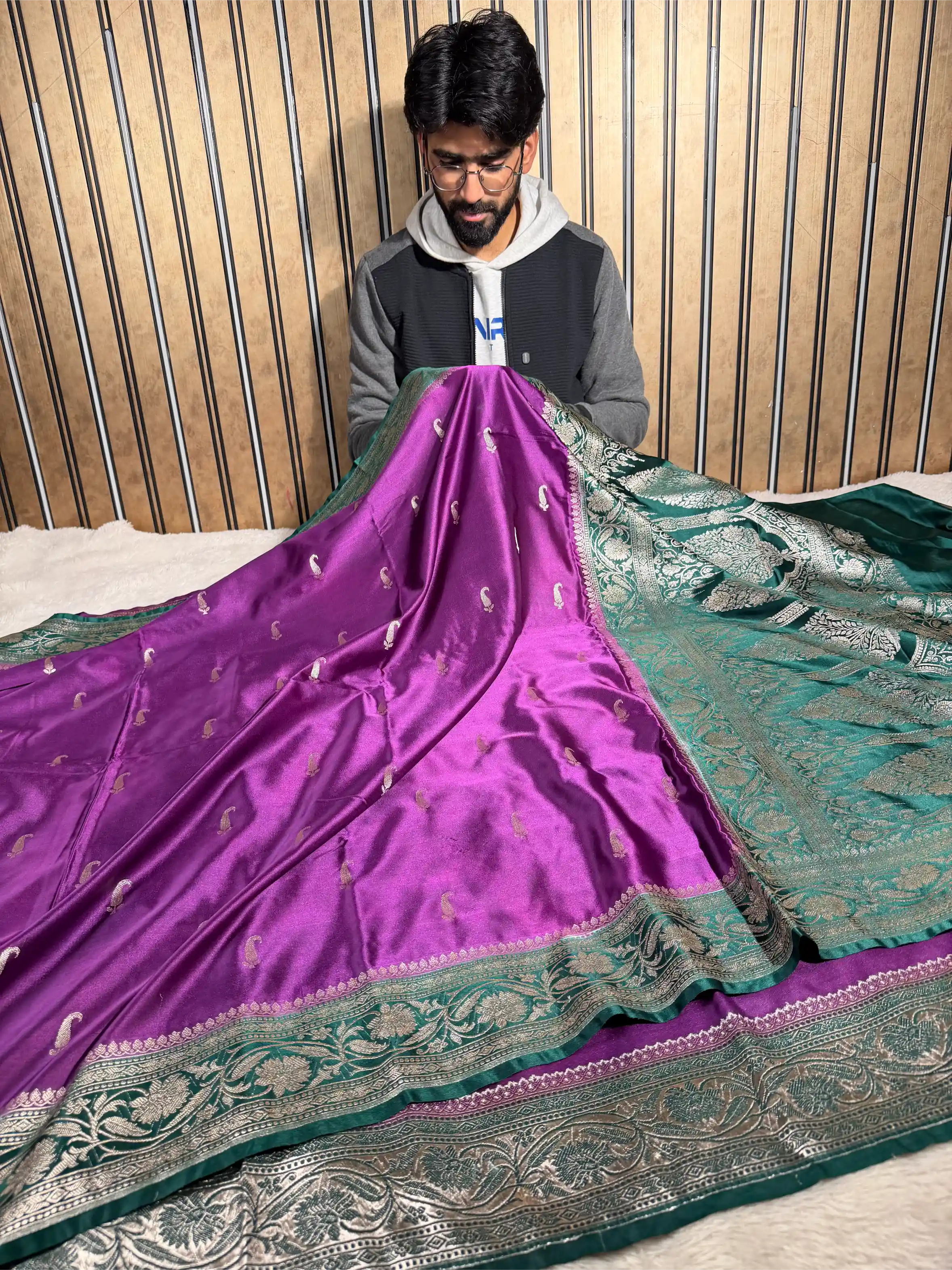 Shiny Purple Mashru Katan Heritage Banarasi Saree 