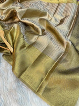 Copper Zari Texture Tissue Silk Kanjivaram Embossed Saree