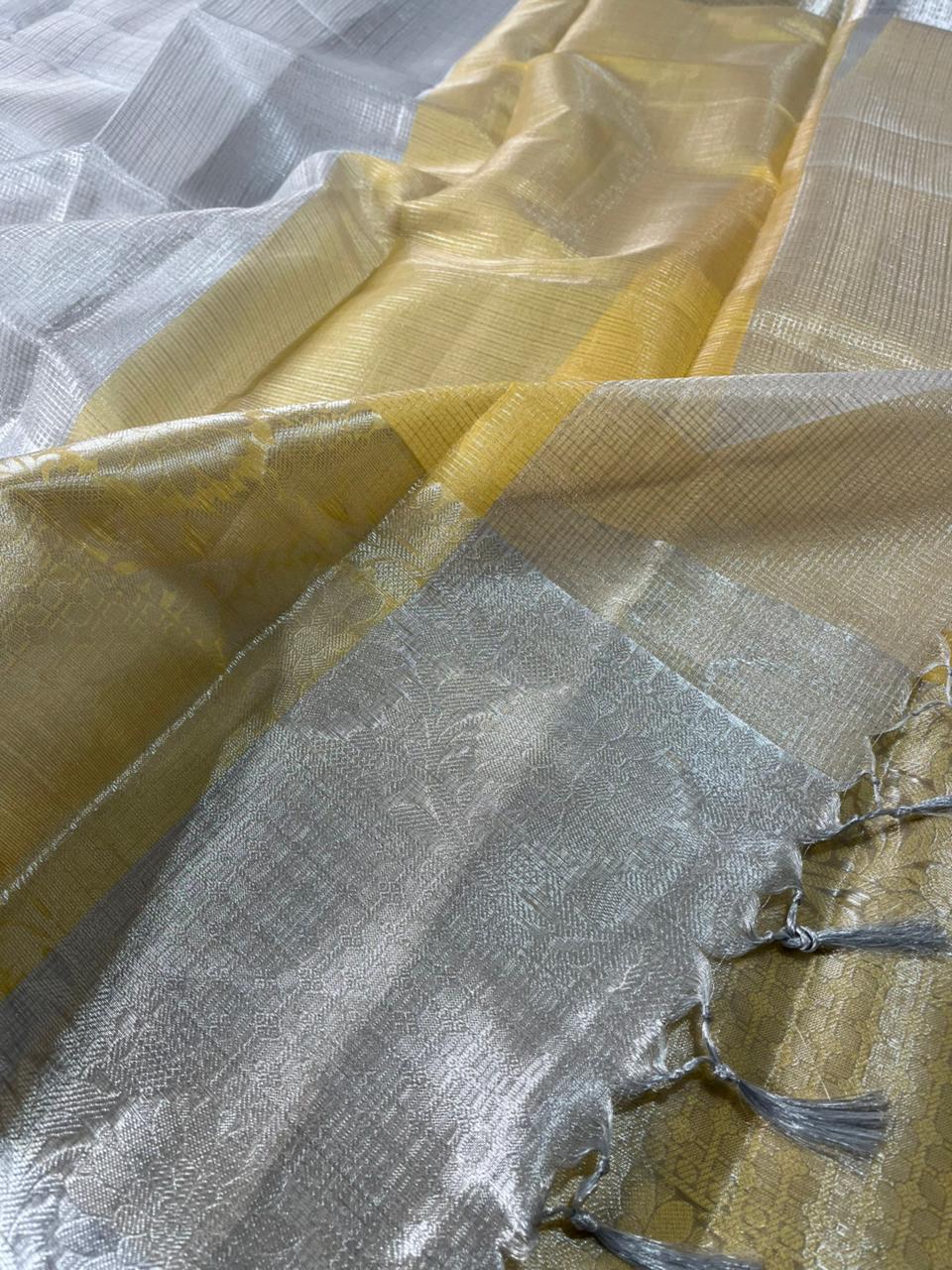 Silver Shade Kota Tissue Silk Banarasi Saree