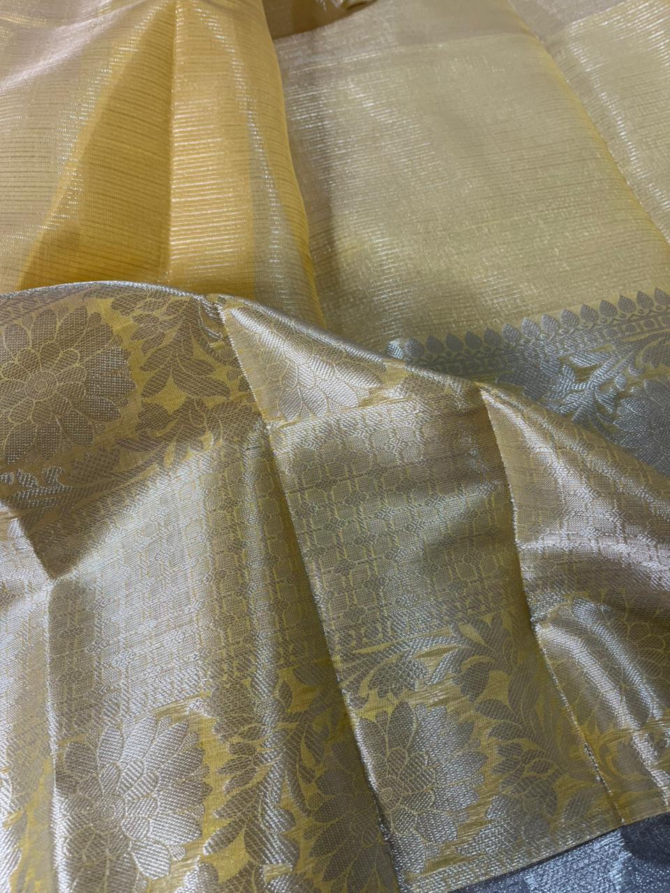 Silver Shade Kota Tissue Silk Banarasi Saree