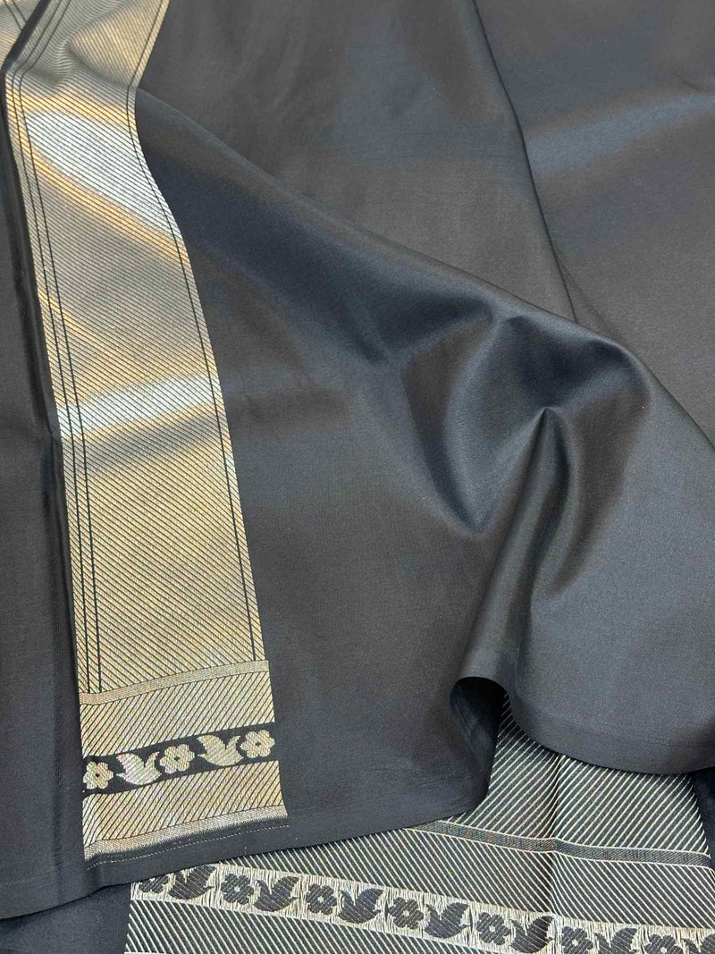 Silver Zari Brocade Pure Katan Silk Banarasi Saree