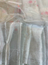 Silver Kota Tissue Silk Floral Embroidered Saree