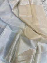 Silver Kota Tissue Silk Zari Banarasi Saree